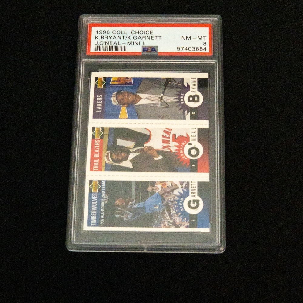 1996-97 Collector's Choice Kobe Bryant/Garnett/J O'Neal Rookie Mini II PSA 8